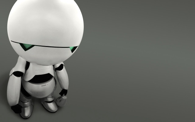 White robot gray floor green free wallpaper for desktop - medium preview image