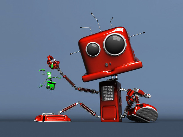Red robot green robot legs free wallpaper for desktop - medium preview image