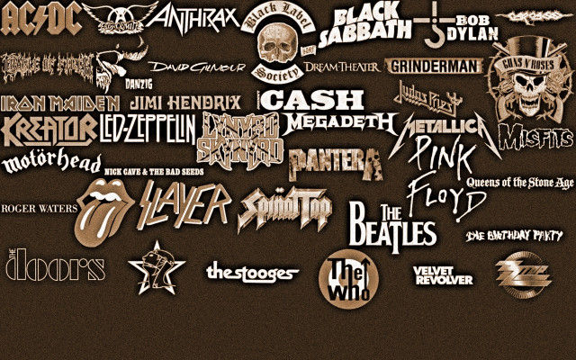 Logos wall black brown background free wallpaper for desktop - medium preview image