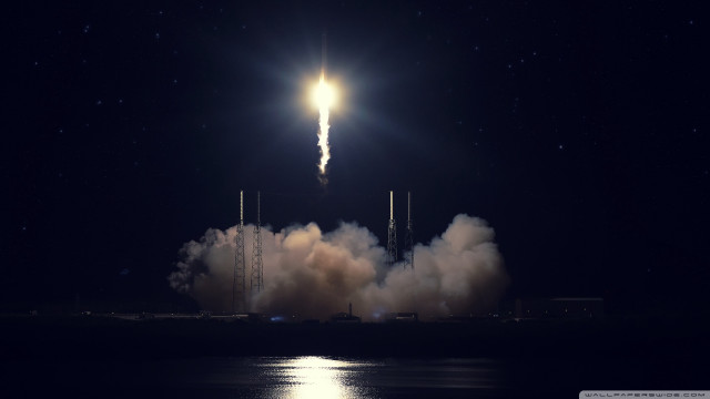 Rocket launch night sky smoke free wallpaper for desktop - medium preview image