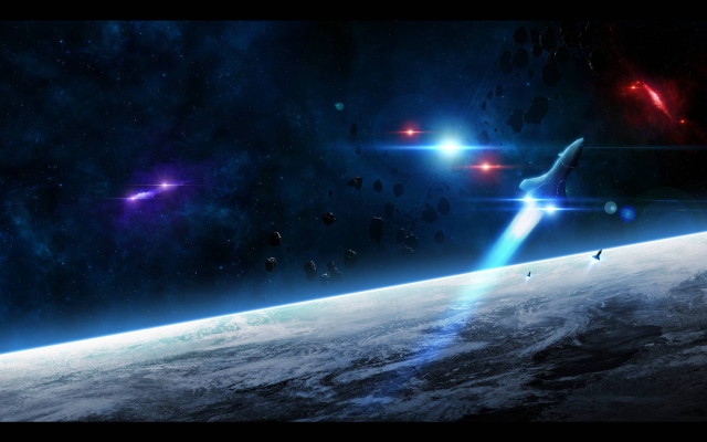 Space station shuttle earth rocket free wallpaper for desktop - medium preview image