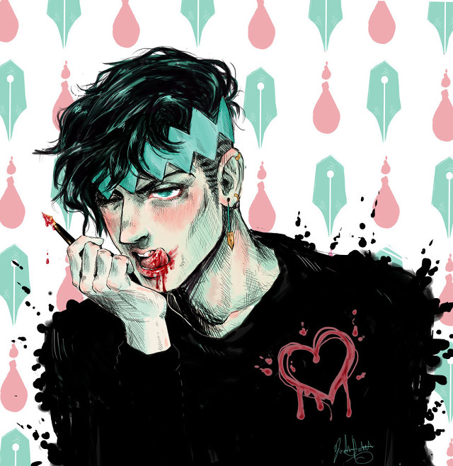 Man cigarette blood heart sleeve free wallpaper for tablet - medium preview image