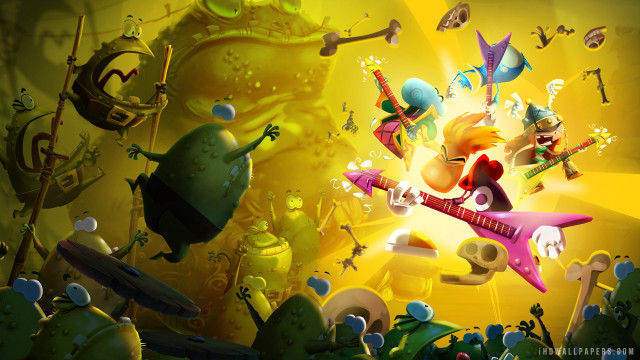 Cartoon character flying guitar cactus free wallpaper for desktop - medium preview image