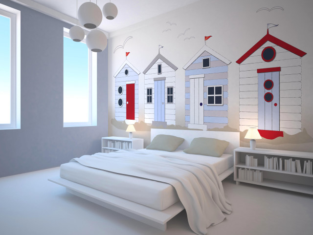 Bedroom wall mural houses window free wallpaper for desktop - medium preview image
