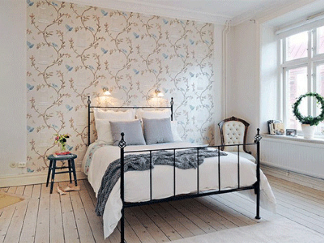 Bedroom bed window wreath wall free wallpaper for desktop - medium preview image