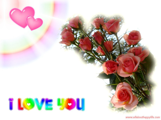 Bouquet roses rainbow background heart free wallpaper for desktop - medium preview image