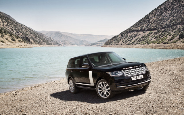 Black land rover lake mountains free wallpaper for desktop - medium preview image