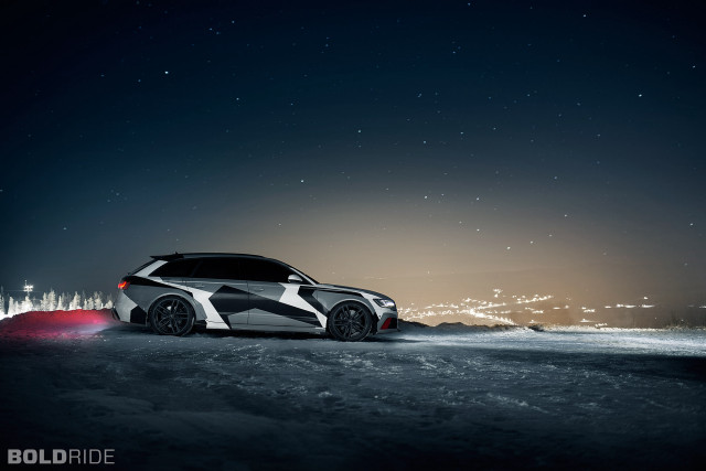 Car parked snow night sky free wallpaper for desktop - medium preview image