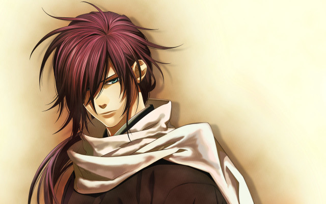 Redhair scarf blackjacket white scarf free wallpaper for desktop - medium preview image