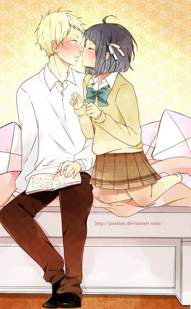 Couple kissing bed book lap free wallpaper for mobile - medium preview image