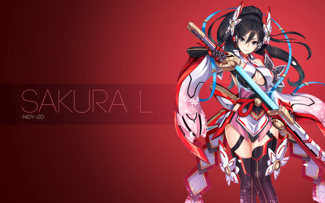 Woman costume sword holding sakuural free wallpaper for desktop - medium preview image