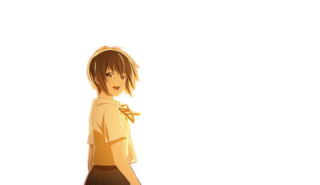 Girl yellow shirt brown skirt free wallpaper for desktop - medium preview image
