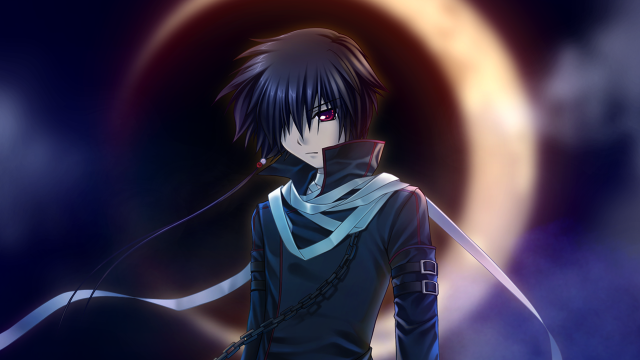 Man black outfit sword moon free wallpaper for desktop - medium preview image