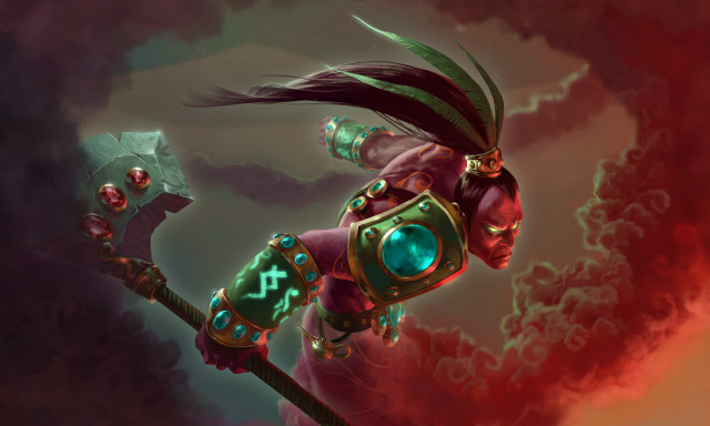 Cartoon character sword helmet cloudy free wallpaper for desktop - medium preview image