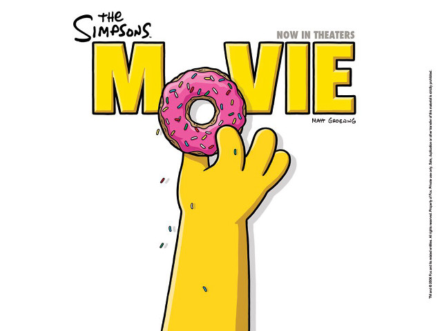 Hand holding donut simpsons movie free wallpaper for desktop - medium preview image