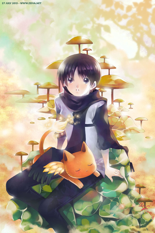 Person sitting rock cat lap free wallpaper for mobile - medium preview image