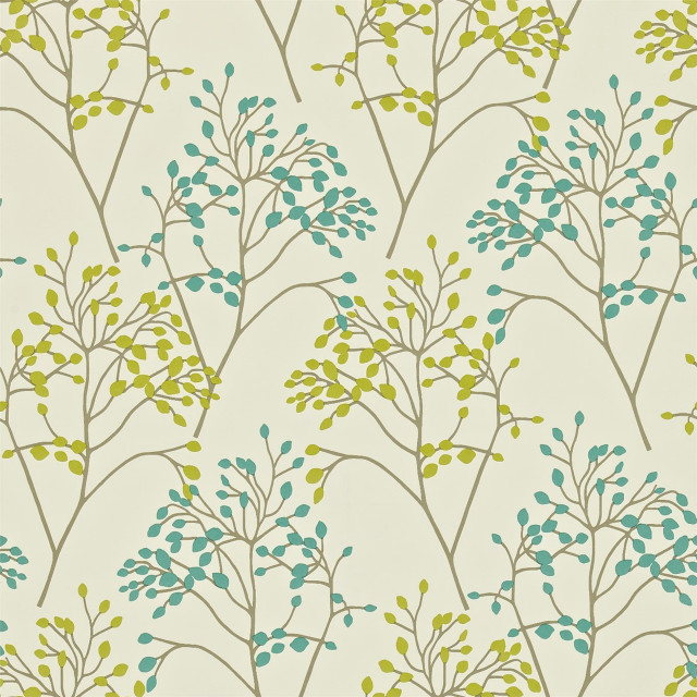 Green blue flowers pattern white free wallpaper for tablet - medium preview image
