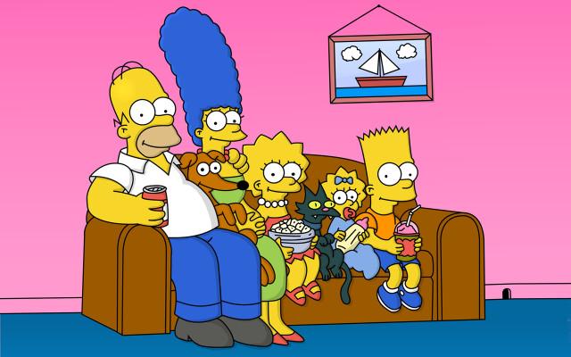 Family couch watching tv simpsons #2 free wallpaper for desktop - medium preview image