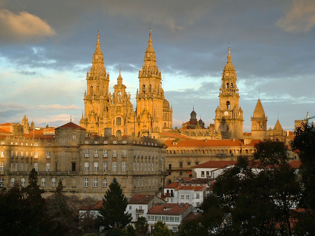 City clocktower sky clouds buildings free wallpaper for desktop - medium preview image