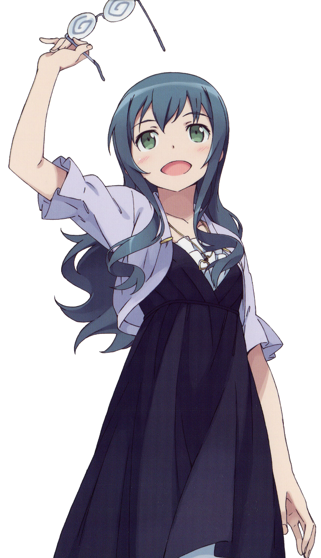 Blue hair girl magnifying glass free wallpaper for mobile - medium preview image