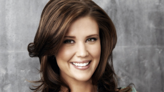 Woman smiling gray background necklace free wallpaper for desktop - medium preview image