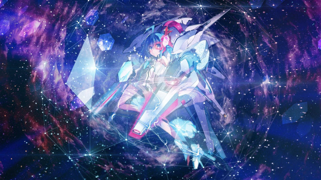 Anime space station galaxy star free wallpaper for desktop - medium preview image