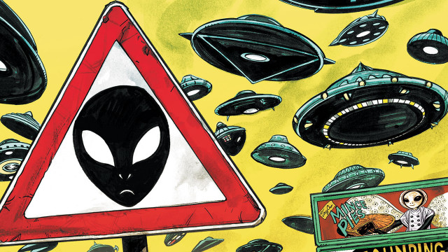 Cartoon alien sign warning aliens free wallpaper for desktop - medium preview image