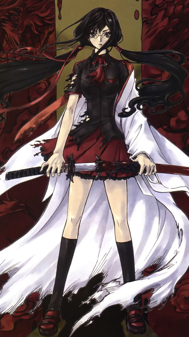 Woman red dress sword blood free wallpaper for mobile - medium preview image