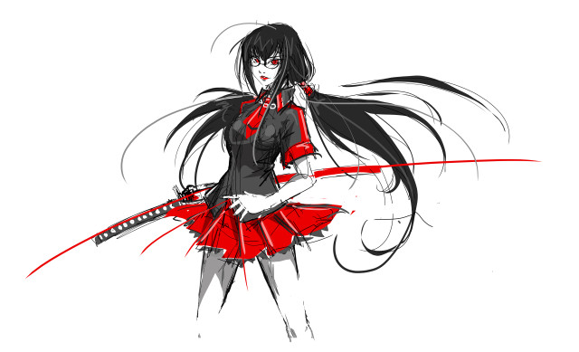 Woman red dress sword black #2 free wallpaper for desktop - medium preview image