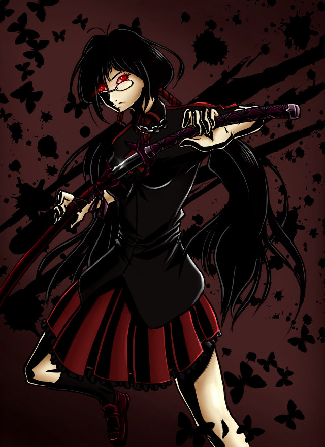 Woman sword blood black dress free wallpaper for mobile - medium preview image