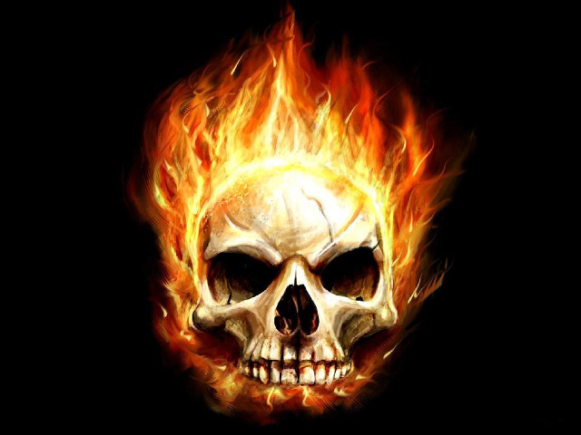 Skull flames face eyes burning free wallpaper for desktop - medium preview image