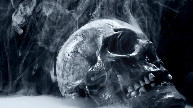 Smoke skull black white background #2 free wallpaper for desktop - medium preview image