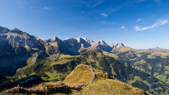Mountain range grassy slope trees #2 free wallpaper for desktop - medium preview image