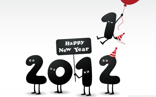 Happy new year 2012 funny free wallpaper for desktop - medium preview image