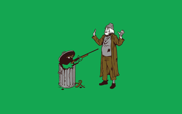 Man throwing garbage trash green free wallpaper for desktop - medium preview image