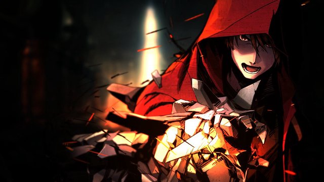 Man red hooded outfit glowing free wallpaper for desktop - medium preview image