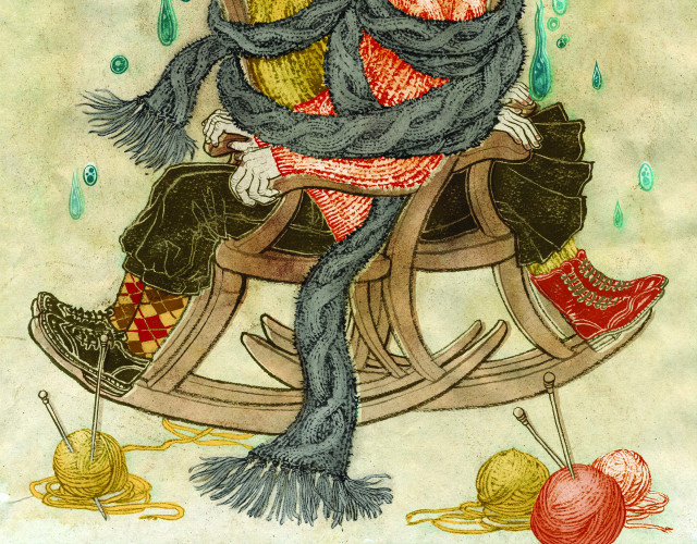 Woman sled yarn drawing artistic free wallpaper for desktop - medium preview image