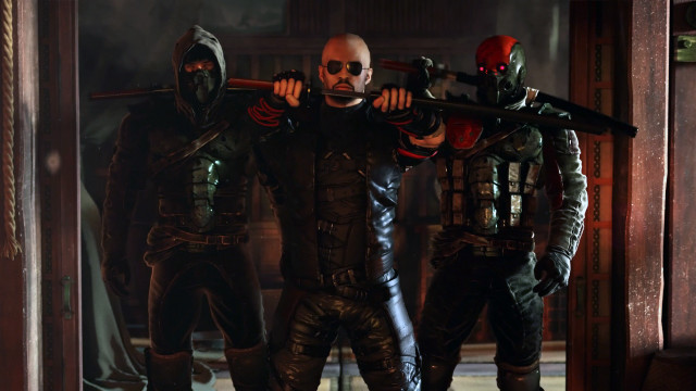 Costumed people guns open door free wallpaper for desktop - medium preview image