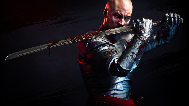 Man costume sword holding bloody free wallpaper for desktop - medium preview image
