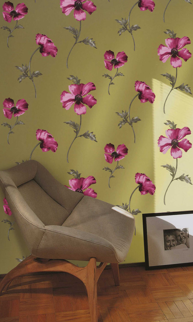 Chair flowerpattern woodenfloor butterfly daisy free wallpaper for mobile - medium preview image