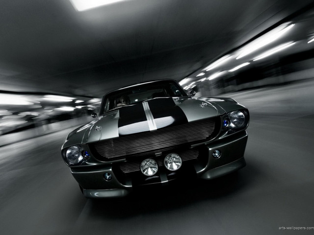 Black white mustang tunnel headlights free wallpaper for desktop - medium preview image