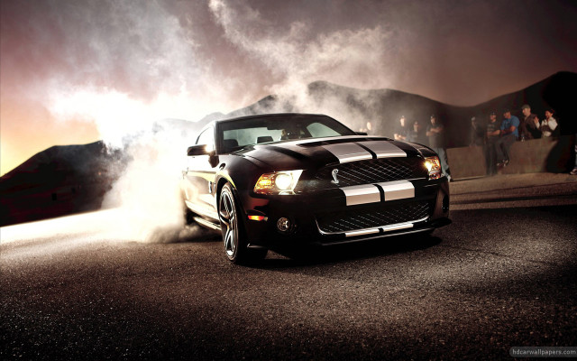 Mustang smoking night road people free wallpaper for desktop - medium preview image