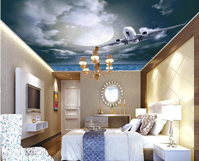 Bedroom mural plane ocean blue free wallpaper for desktop - medium preview image