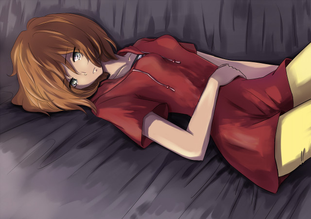 Woman couch head hand cellphone free wallpaper for desktop - medium preview image