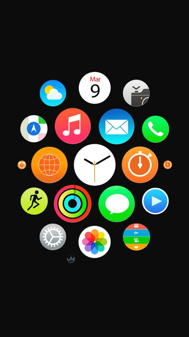Clock icons black background white free wallpaper for mobile - medium preview image