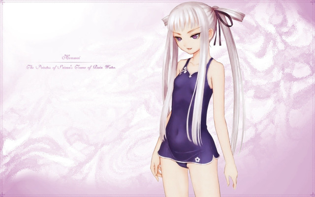 Long white hair girl purple free wallpaper for desktop - medium preview image
