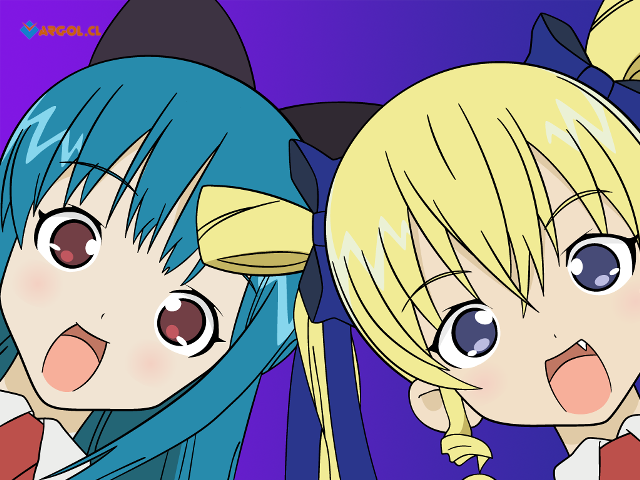 Anime girls blue hair blonde free wallpaper for desktop - medium preview image