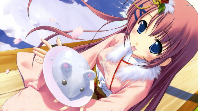 Woman long hair hat holding free wallpaper for desktop - medium preview image