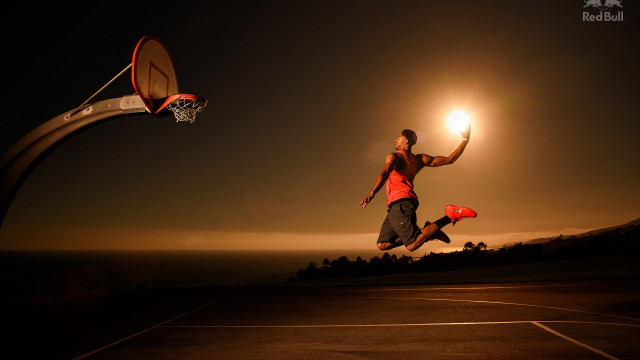 Man jumping basketball hoop air #2 free wallpaper for desktop - medium preview image