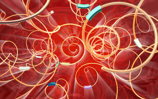 Red background yellow blue objects free wallpaper for desktop - medium preview image